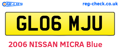 GL06MJU are the vehicle registration plates.