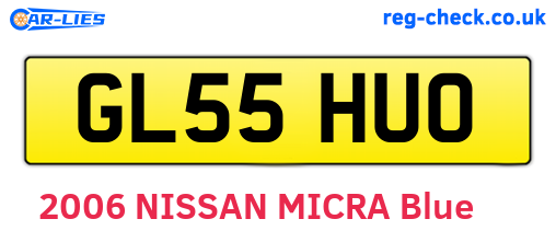 GL55HUO are the vehicle registration plates.