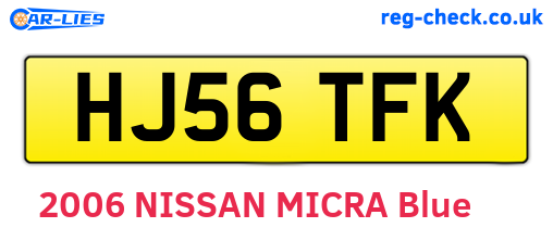 HJ56TFK are the vehicle registration plates.