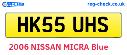 HK55UHS are the vehicle registration plates.