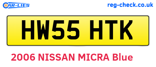 HW55HTK are the vehicle registration plates.