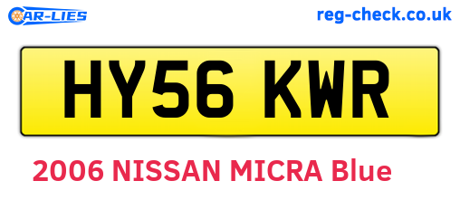 HY56KWR are the vehicle registration plates.