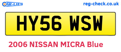 HY56WSW are the vehicle registration plates.