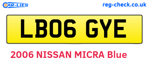 LB06GYE are the vehicle registration plates.