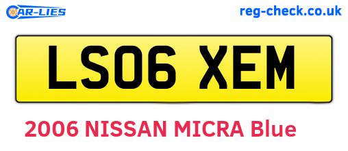 LS06XEM are the vehicle registration plates.