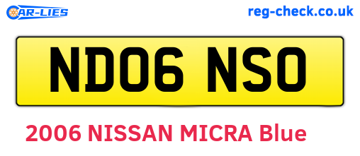 ND06NSO are the vehicle registration plates.