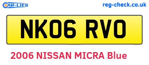 NK06RVO are the vehicle registration plates.