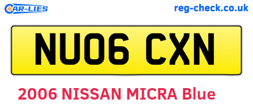 NU06CXN are the vehicle registration plates.