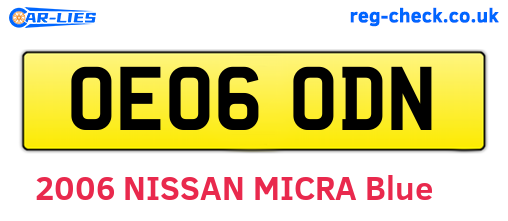 OE06ODN are the vehicle registration plates.