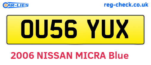 OU56YUX are the vehicle registration plates.