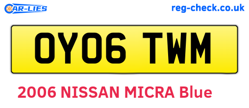 OY06TWM are the vehicle registration plates.