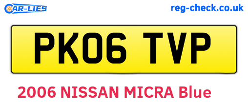 PK06TVP are the vehicle registration plates.