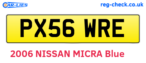 PX56WRE are the vehicle registration plates.