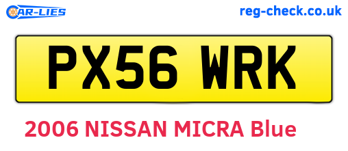 PX56WRK are the vehicle registration plates.