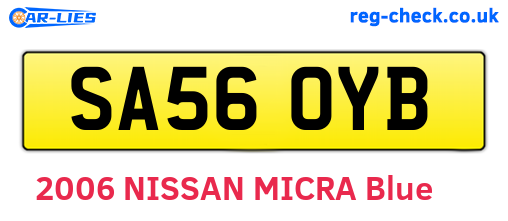 SA56OYB are the vehicle registration plates.