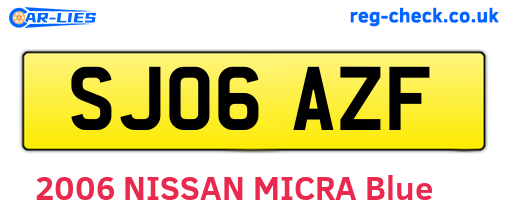 SJ06AZF are the vehicle registration plates.