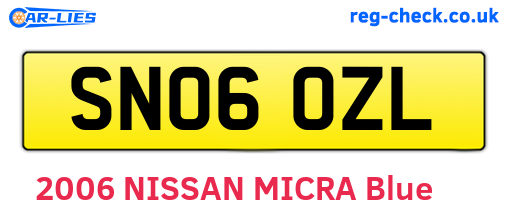 SN06OZL are the vehicle registration plates.