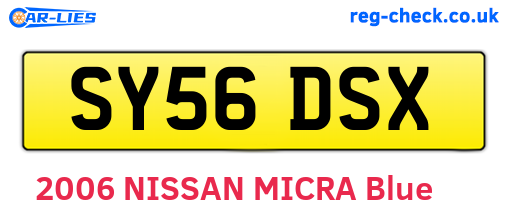 SY56DSX are the vehicle registration plates.