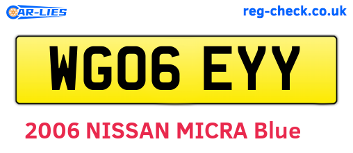WG06EYY are the vehicle registration plates.
