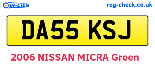 DA55KSJ are the vehicle registration plates.