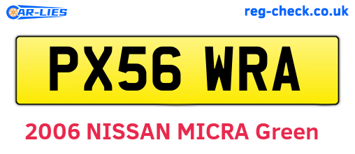 PX56WRA are the vehicle registration plates.