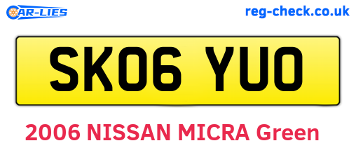 SK06YUO are the vehicle registration plates.