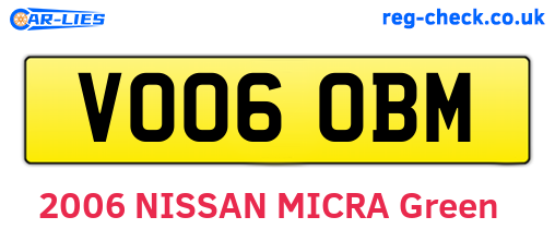 VO06OBM are the vehicle registration plates.