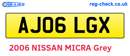 AJ06LGX are the vehicle registration plates.