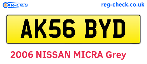 AK56BYD are the vehicle registration plates.