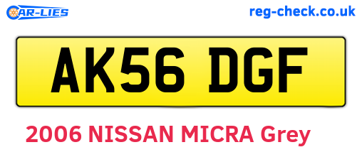 AK56DGF are the vehicle registration plates.