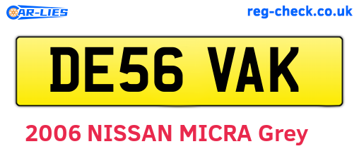 DE56VAK are the vehicle registration plates.