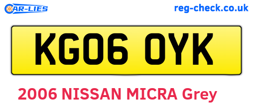KG06OYK are the vehicle registration plates.