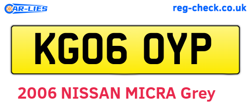 KG06OYP are the vehicle registration plates.