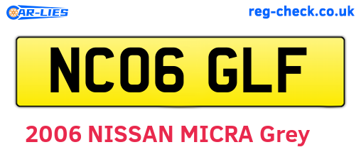 NC06GLF are the vehicle registration plates.