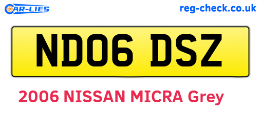 ND06DSZ are the vehicle registration plates.