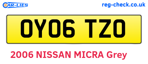OY06TZO are the vehicle registration plates.