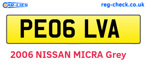 PE06LVA are the vehicle registration plates.