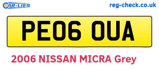 PE06OUA are the vehicle registration plates.