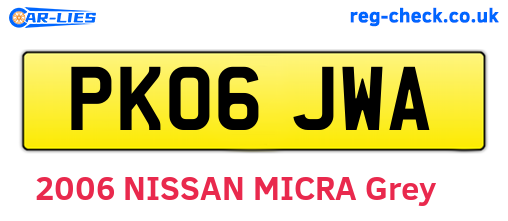 PK06JWA are the vehicle registration plates.
