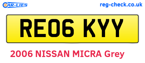 RE06KYY are the vehicle registration plates.