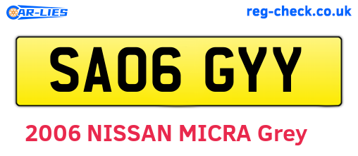 SA06GYY are the vehicle registration plates.