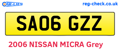 SA06GZZ are the vehicle registration plates.