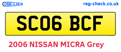 SC06BCF are the vehicle registration plates.