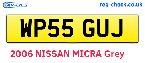 WP55GUJ are the vehicle registration plates.