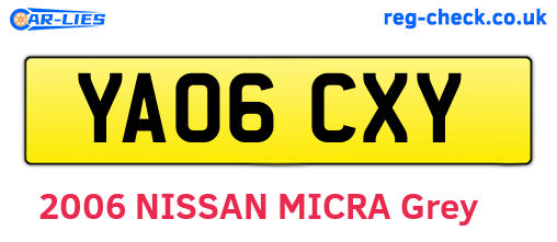 YA06CXY are the vehicle registration plates.