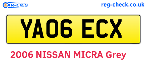 YA06ECX are the vehicle registration plates.