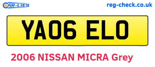 YA06ELO are the vehicle registration plates.