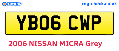 YB06CWP are the vehicle registration plates.