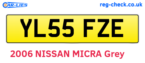 YL55FZE are the vehicle registration plates.