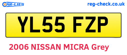 YL55FZP are the vehicle registration plates.